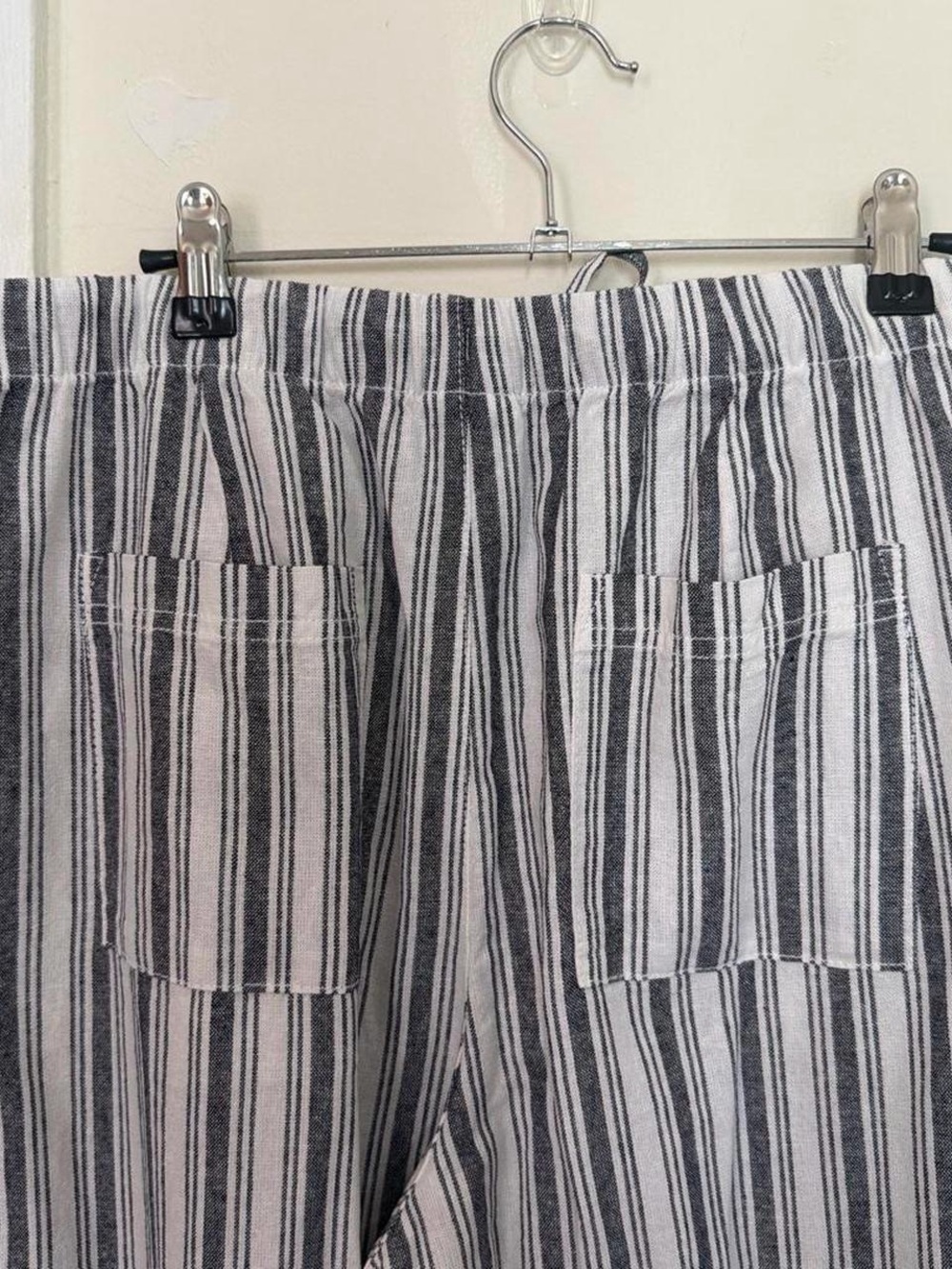 Striped Wide-Leg Drawstring Pants - White/navy - Picture 4 of 5